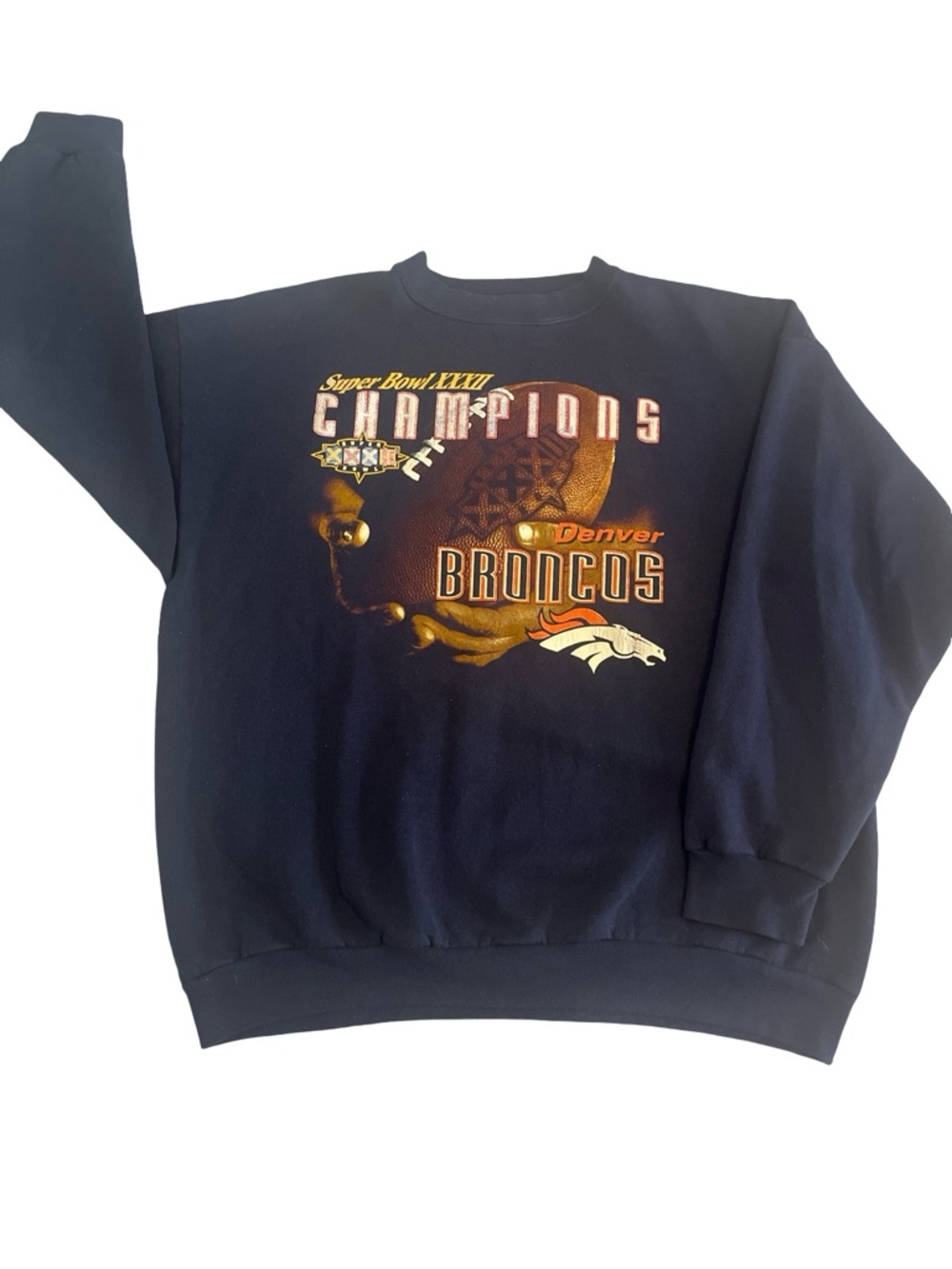 Vtg Broncos Super Bowl XXXII Sweatshirt Men XL Logo Crewneck Football 1998 Fan